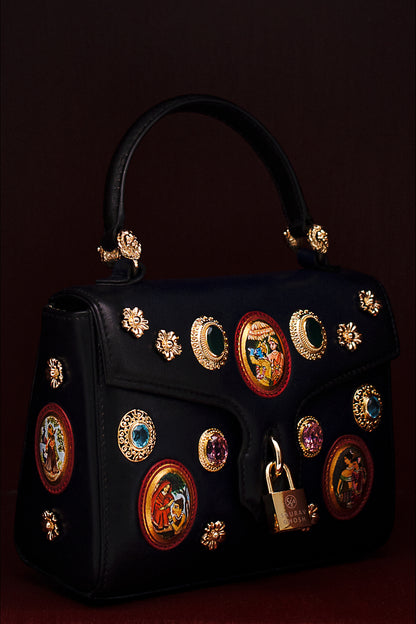 Striking Mid Blue Miniature Hand Painted Shili Handbag