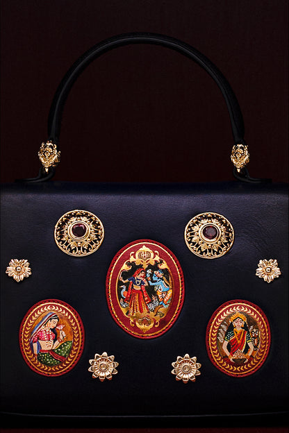Striking Mid Blue Miniature Hand Painted Shili Handbag