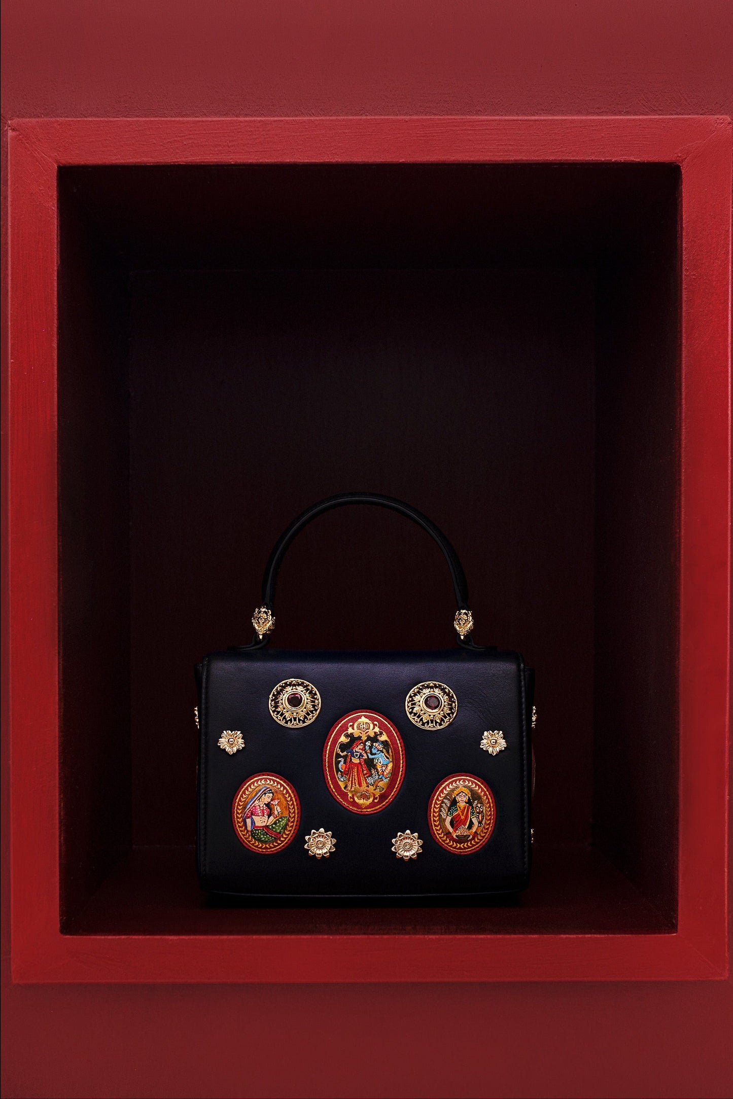 Striking Mid Blue Miniature Hand Painted Shili Handbag