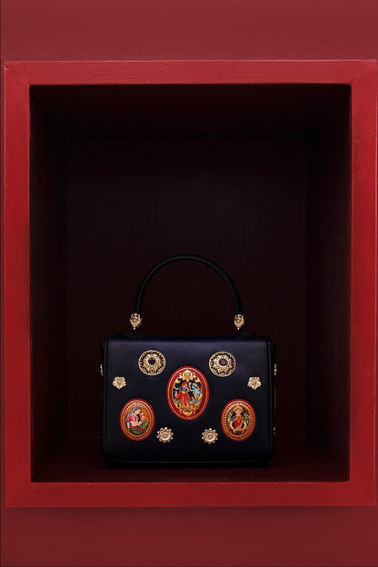 Striking Mid Blue Miniature Hand Painted Shili Handbag