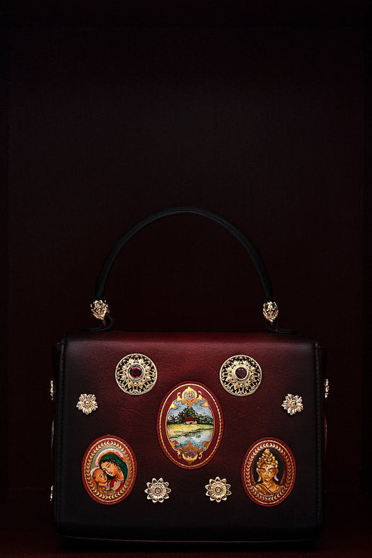 Dazzling Earthy Red Miniature Hand Painted Shili Handbag