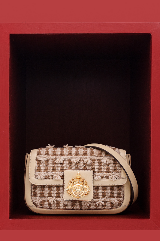 Captivating Beige Thread Saddle Embroidered Shoulder Bag