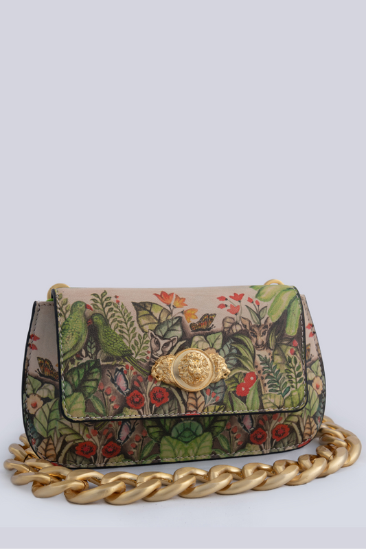 Radiant Beige Elite Jungle Print Clutch