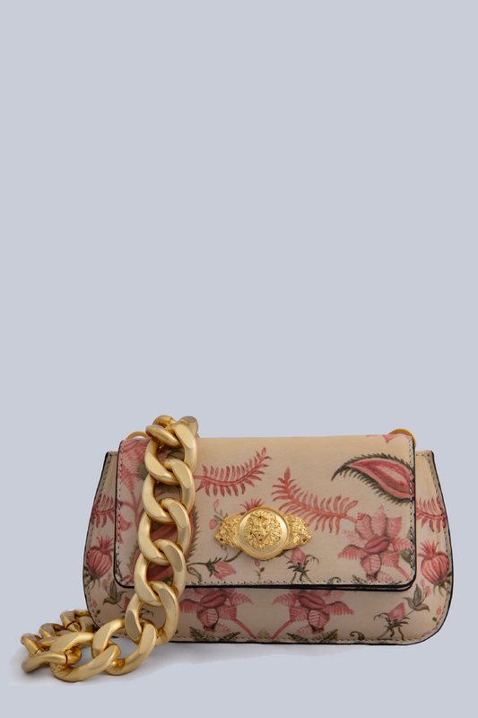 Striking Beige Elite Vintage Chintz Print Clutch