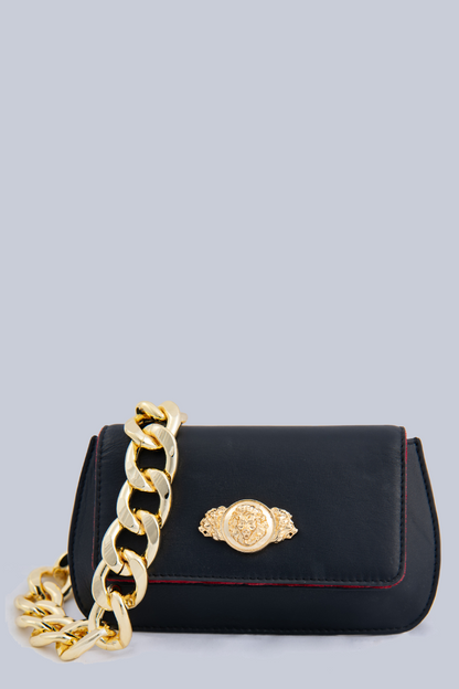 Striking Metal Worked Elite Black Leather Clutch