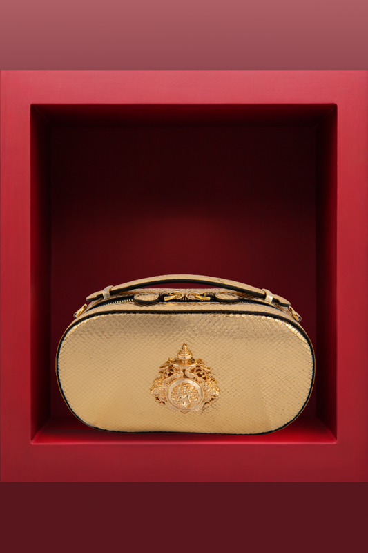 Alluring Gold Ashoka Textured Pattern Clutch