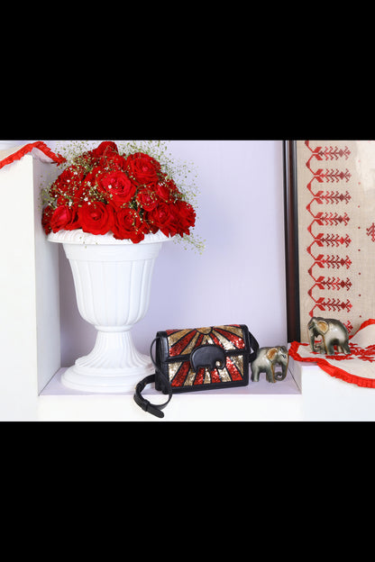 Dazzling Black Sequin Worked Mammoth Bag