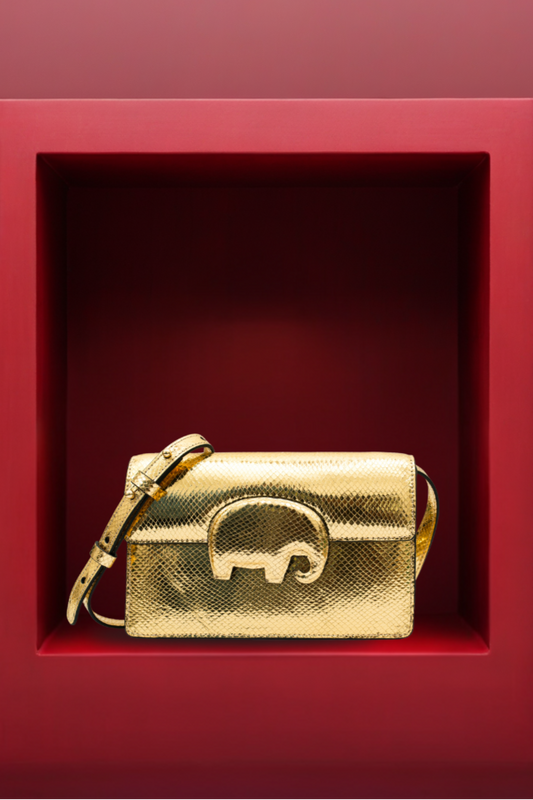 Bold Gold Textured Mammoth Leather Bag