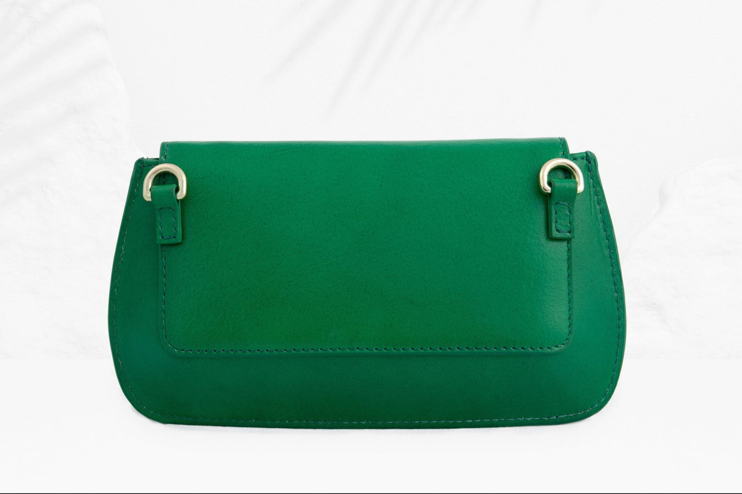 Alluring Metal Embellishment Elite Solid Green Leather Clutch