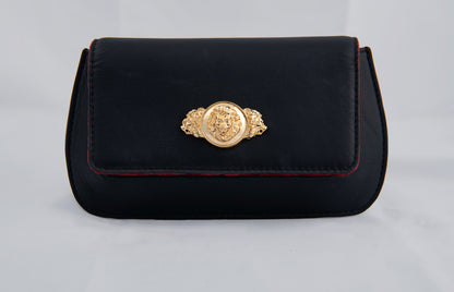 Striking Metal Worked Elite Black Leather Clutch