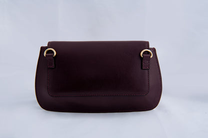 Bold Metal Embellishment Elite Wine Leather Clutch