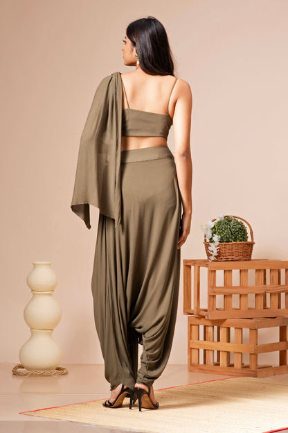 Olive Green Dhoti Pant Set