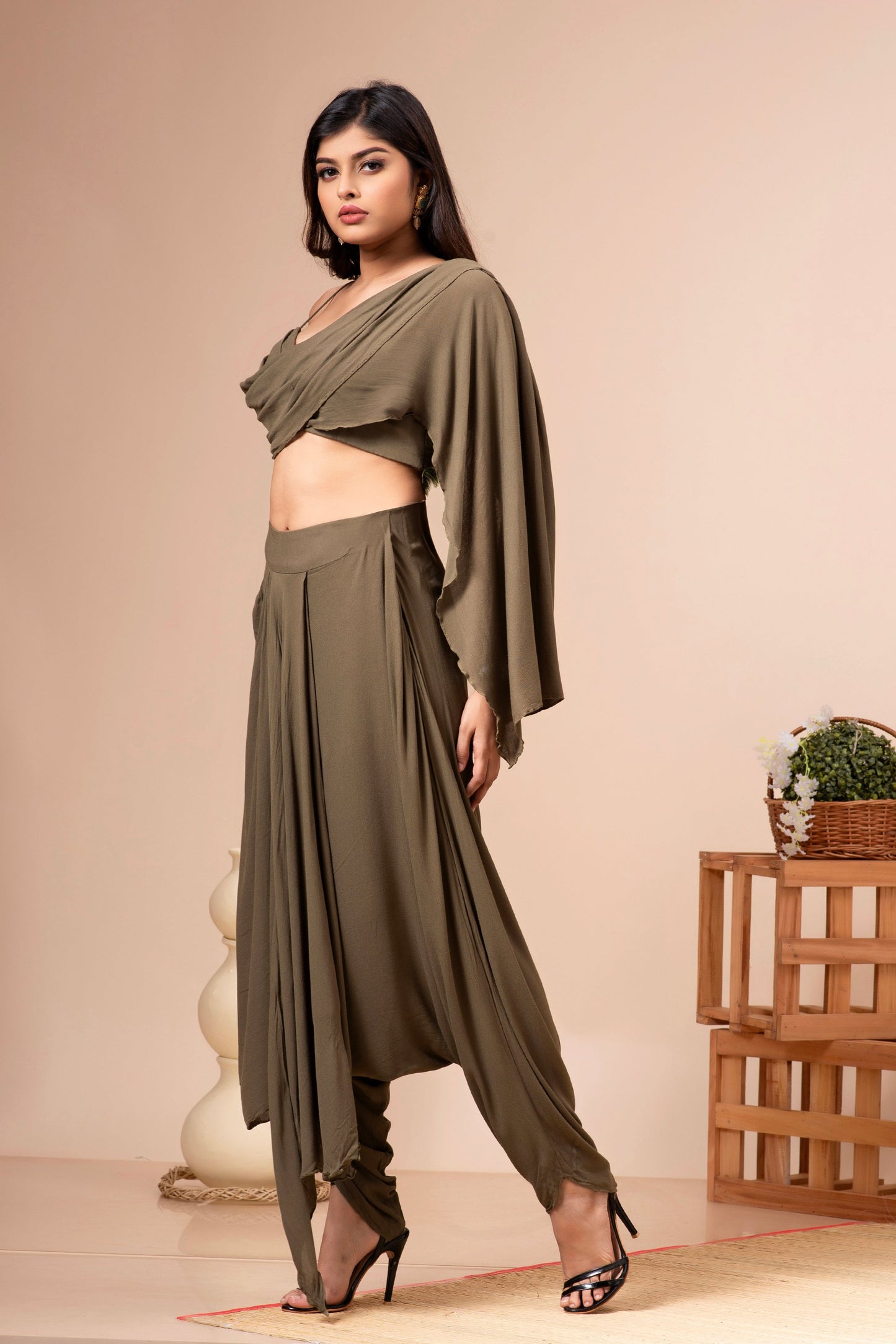 Olive Green Dhoti Pant Set