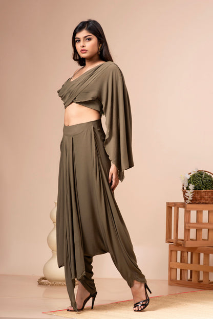 Olive Green Dhoti Pant Set