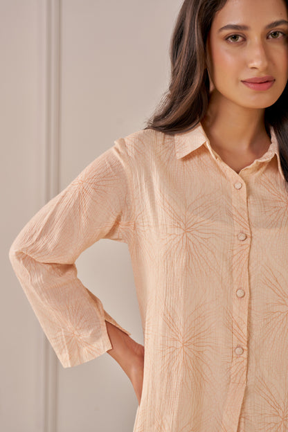 Soft Peach Veins Shirt Dress