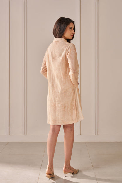 Soft Peach Veins Shirt Dress