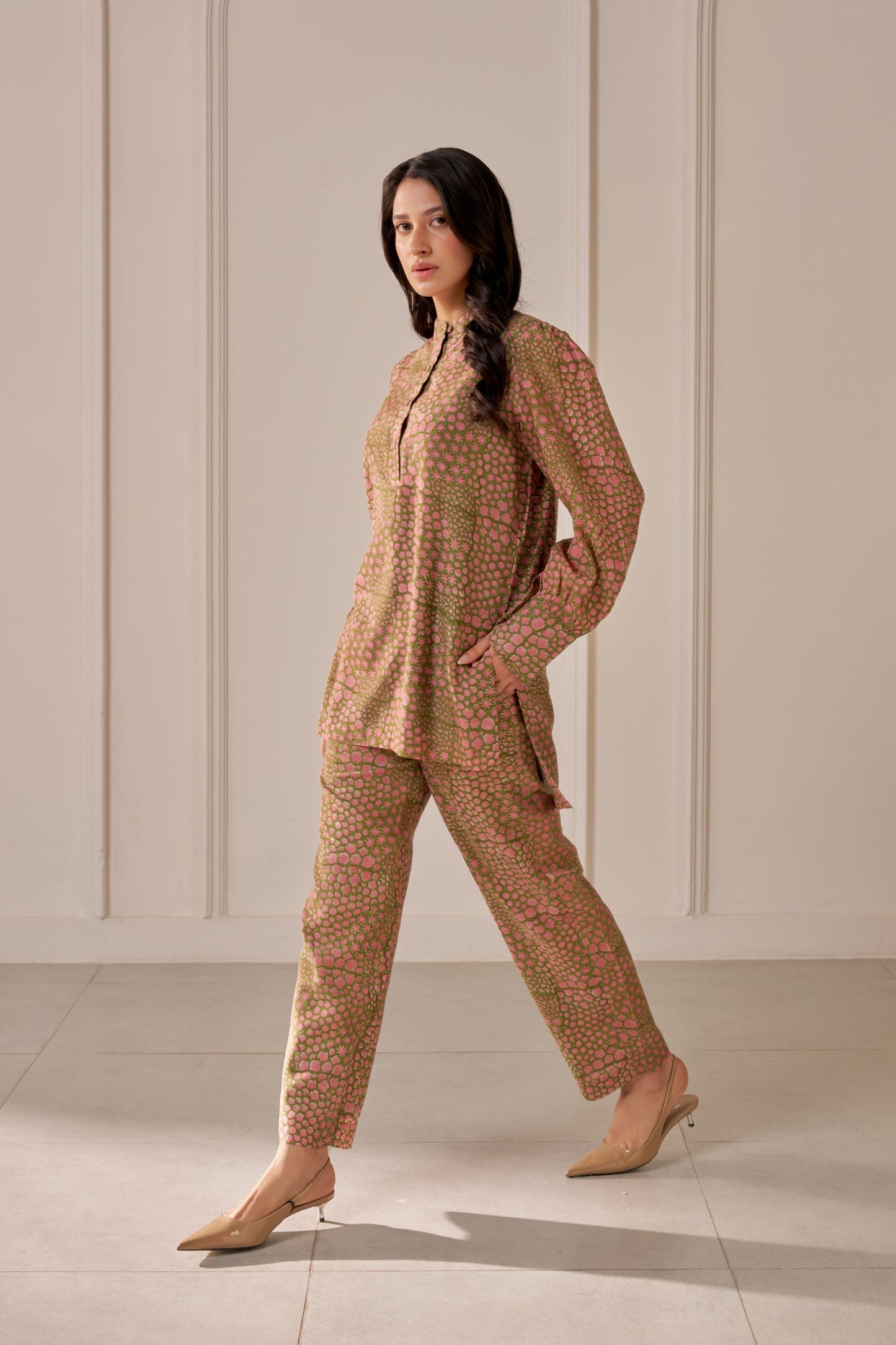 Olive Green Mandi Block Printed Co-Ord Set