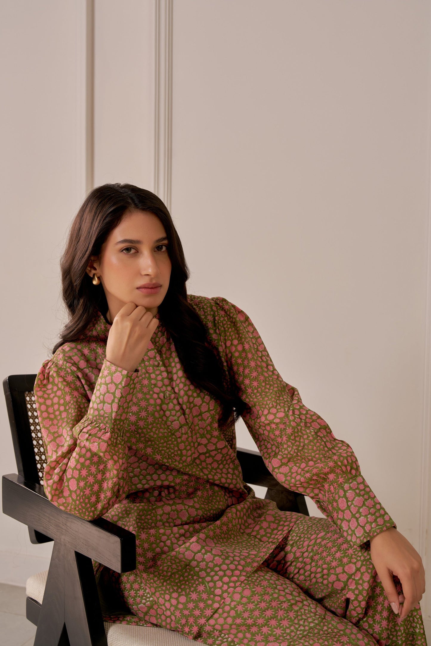 Olive Green Mandi Block Printed Co-Ord Set