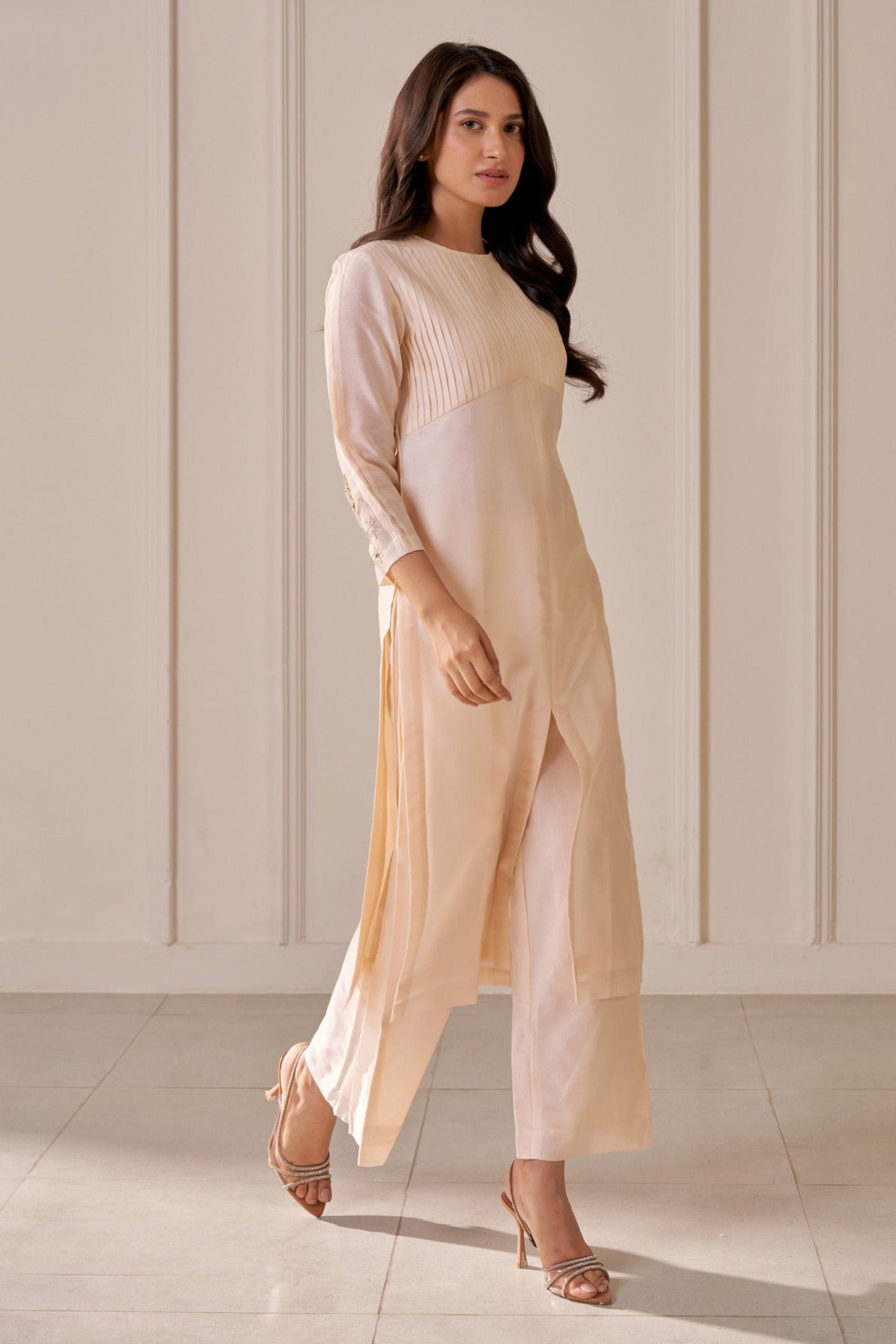 Soft Peach Embroidered Kurta