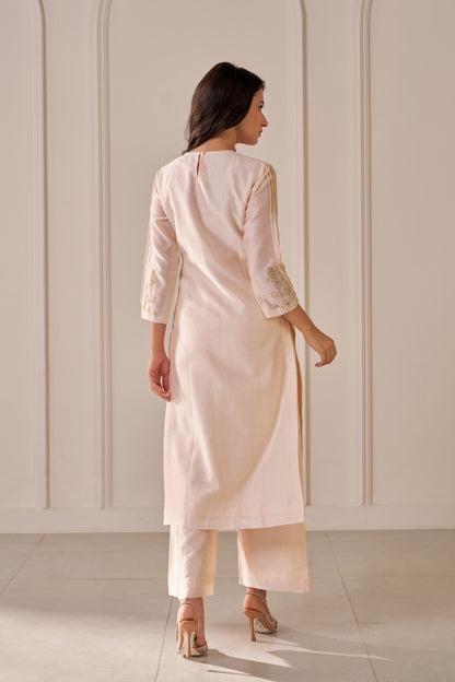 Soft Peach Embroidered Kurta