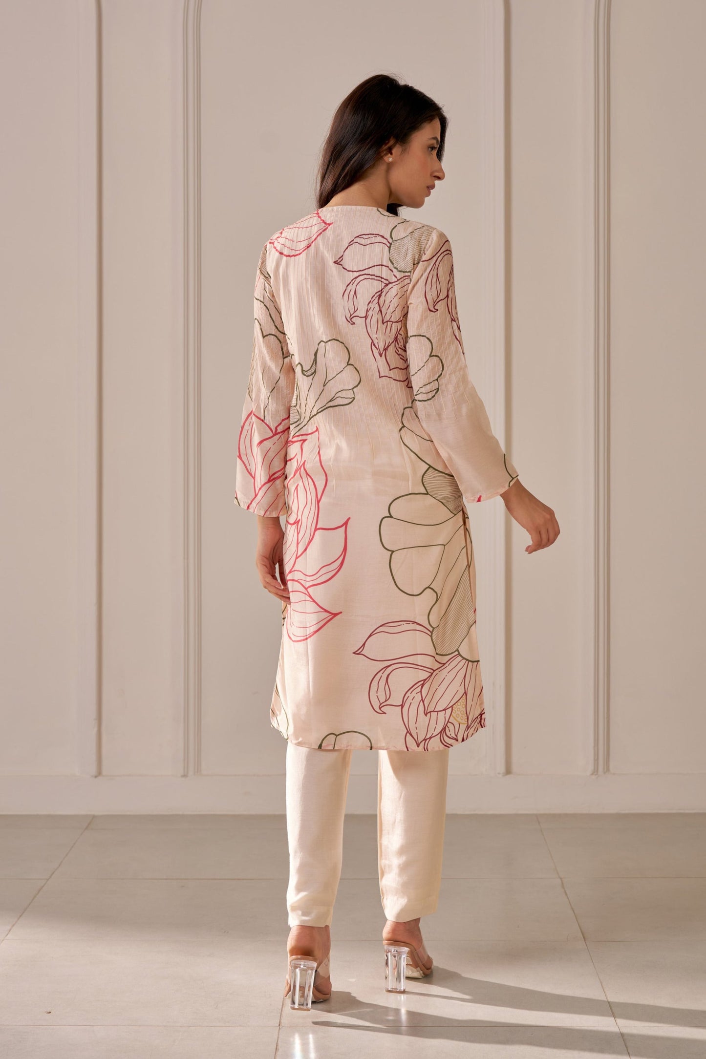 Champagne Pink Lotus Tailored Kurta Set