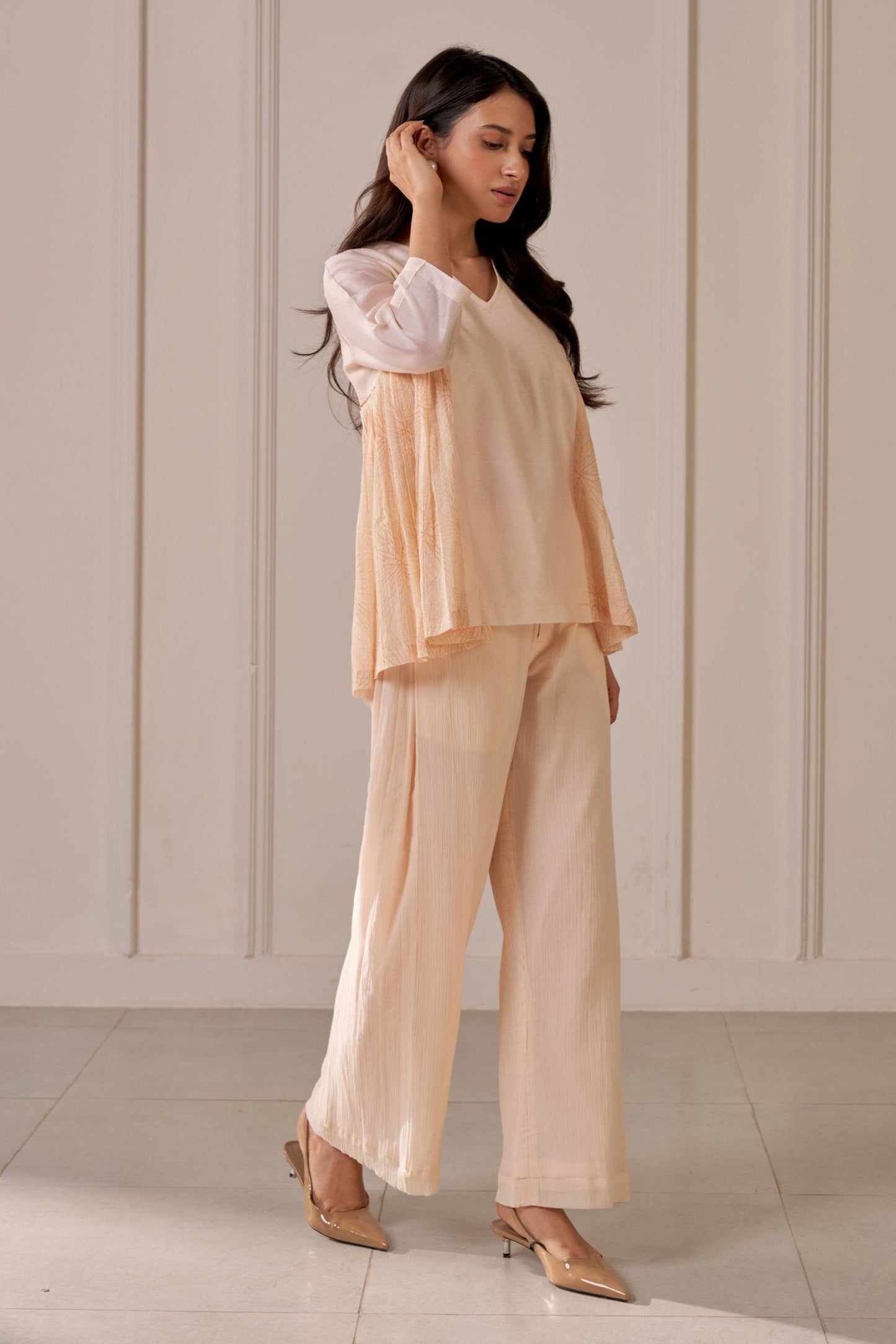 Soft Peach Panelled Co-Ord Set