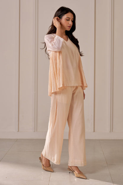 Soft Peach Panelled Co-Ord Set