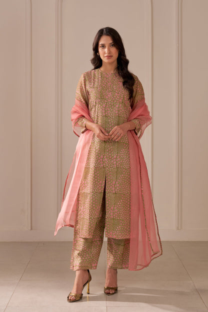 Olive Green Mandi Block Printed Kurta Set