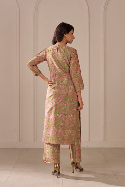 Olive Green Mandi Block Printed Kurta Set