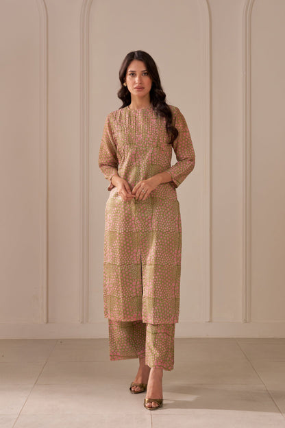 Olive Green Mandi Block Printed Kurta Set