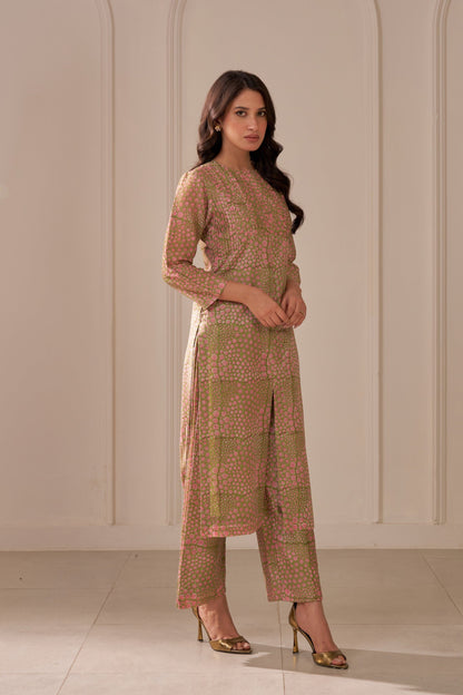 Olive Green Mandi Block Printed Kurta Set