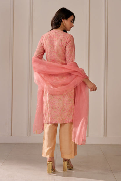Blush Pink Embroidered Tailored Kurta Set