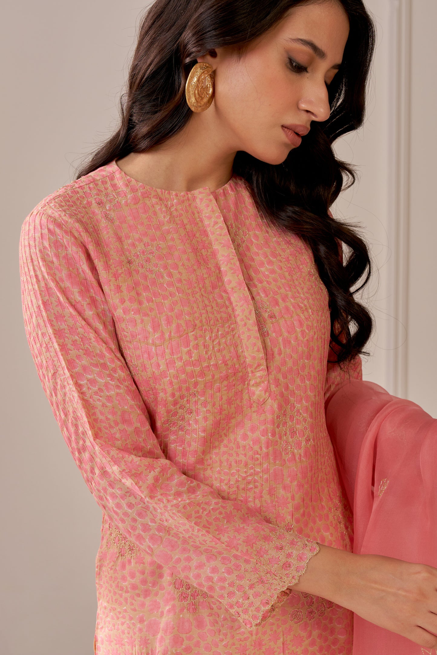 Blush Pink Embroidered Tailored Kurta Set
