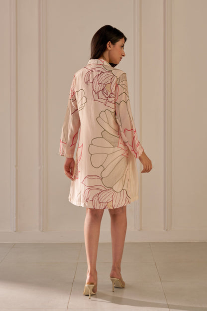 Champagne Pink Lotus Shirt Dress
