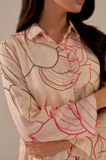 Champagne Pink Lotus Shirt Dress