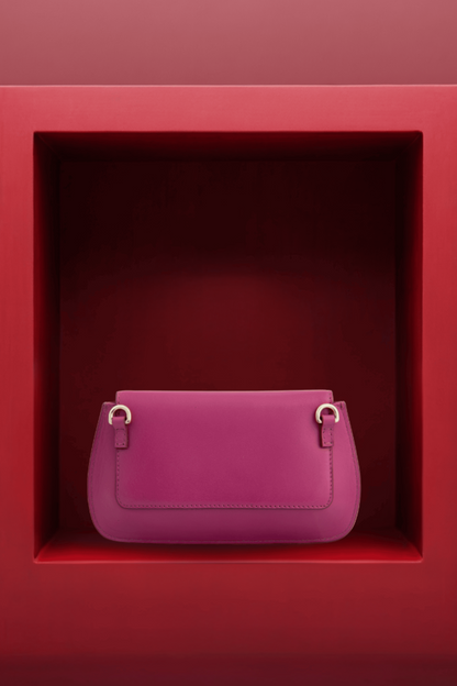 Pink Elite Rectangle Shaped Clutch - Golden Muslin